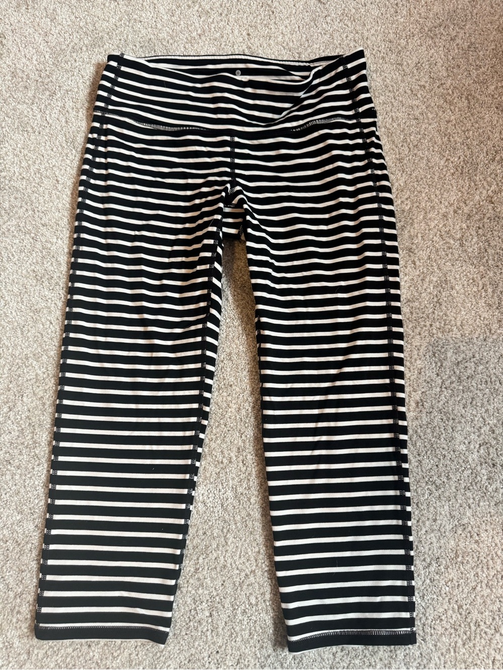 Athleta Black and White Striped Leggings
